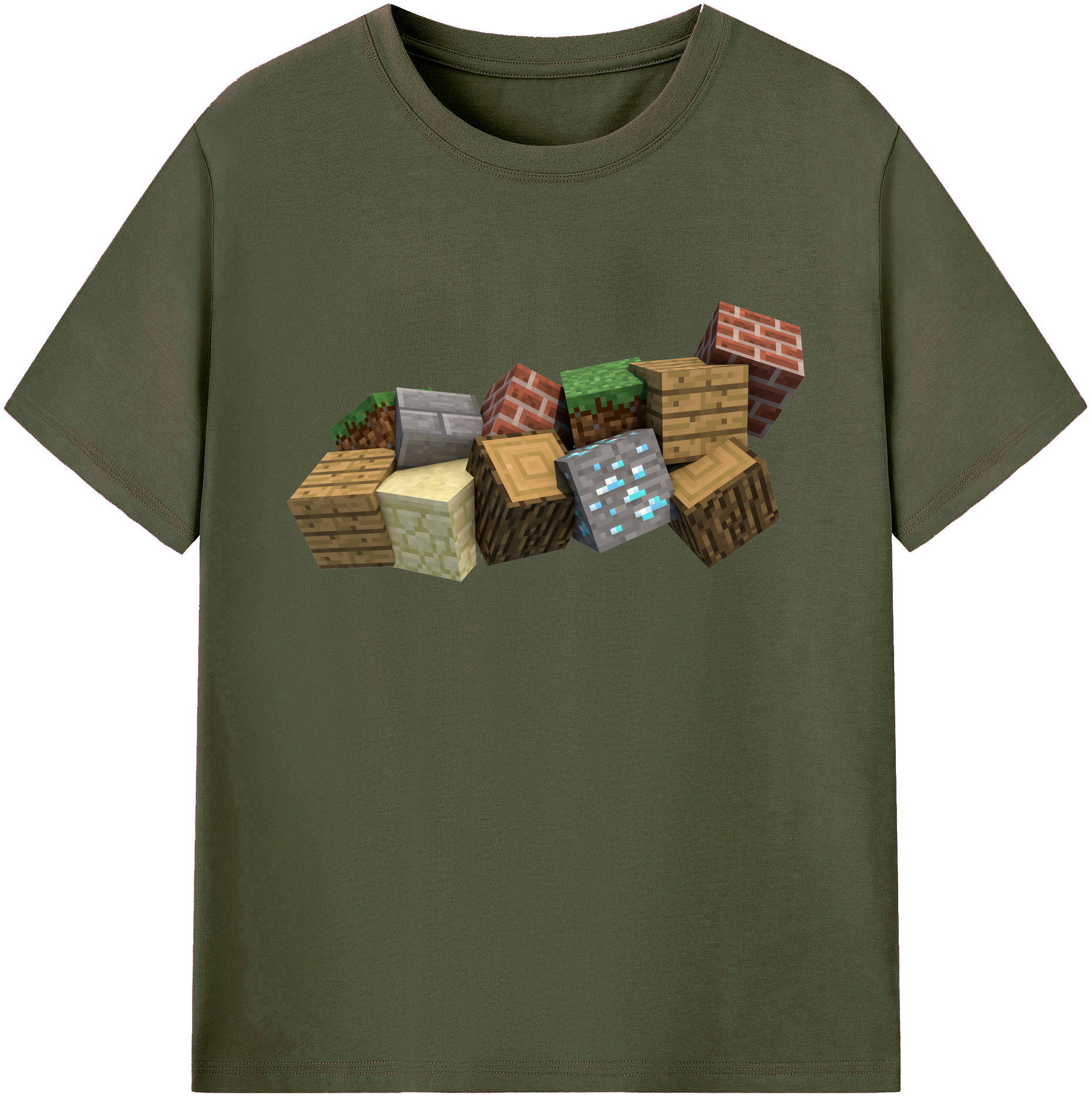 （画像用） マインクラフト ブロックの世界 Minecraft MC Block world 綿100％ メンズ半袖Tシャツ｜肌触りやわらか＆通気性